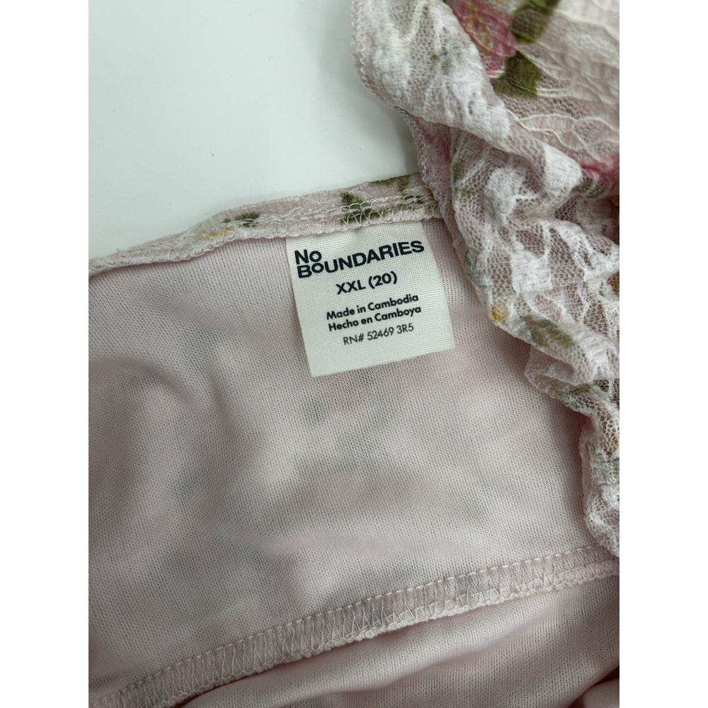 No Boundaries Pink Floral Lace Mini Dress XXL Cottagecore Coquette NWT Feminine - Picture 6 of 8
